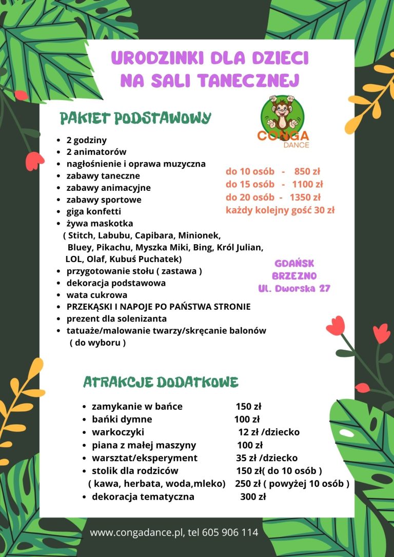 Urodzinki dla dzieci na sali w Gdańsku Brzeźnie